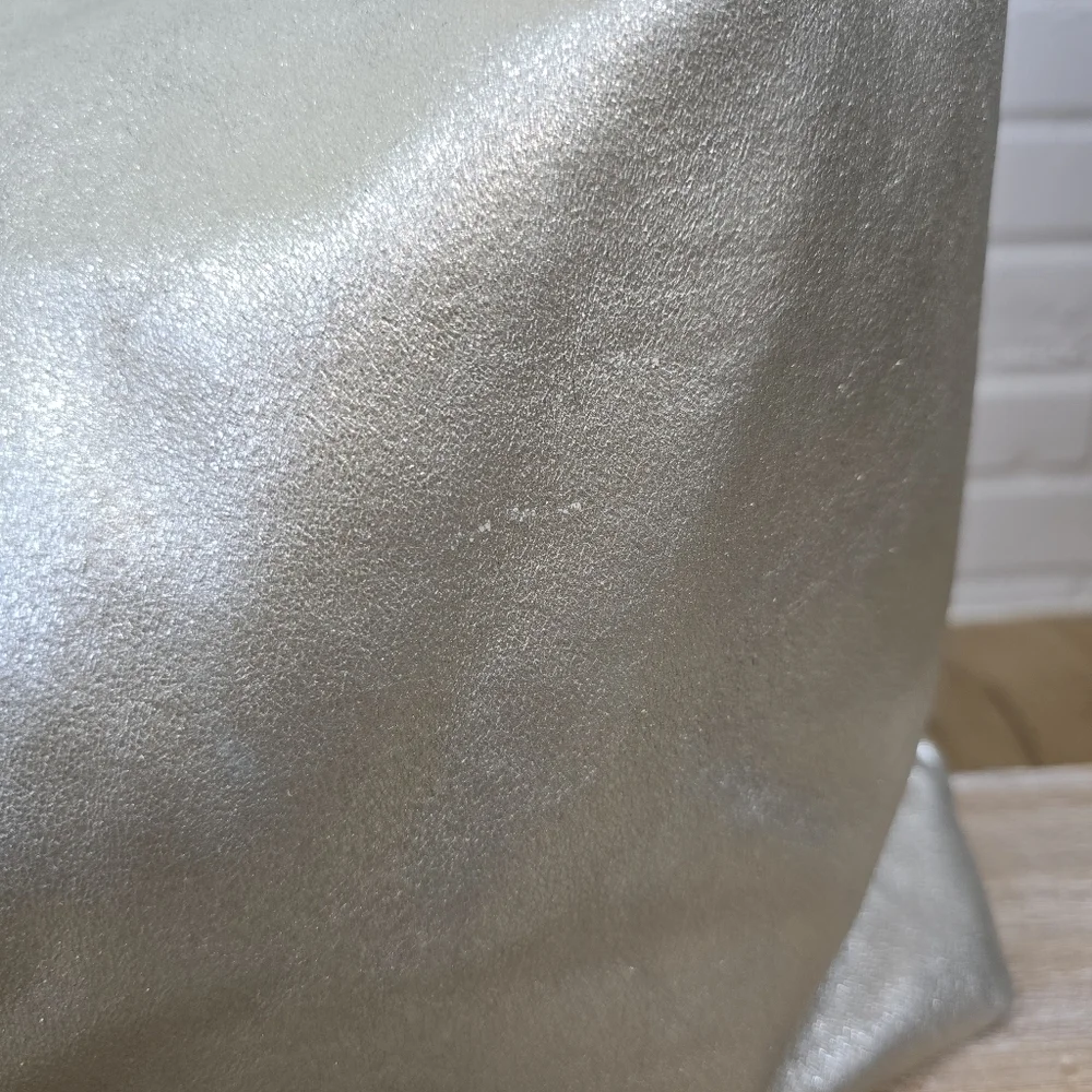 Milagros Silver Shimmer and Tan Large Hobo Bag Softshell